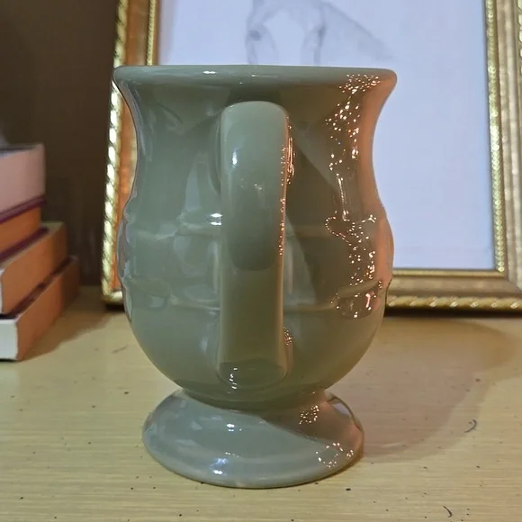 Longaberger Pottery Mug | Sage Green Footed Coffee Cup - Picture 3 of 7